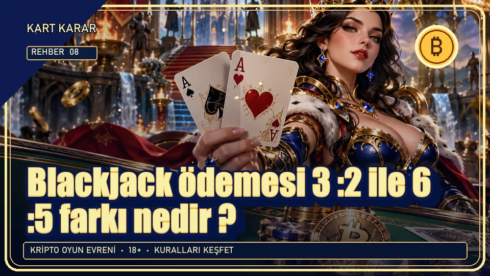 Blackjack ödemesi 3:2 ile 6:5 farkı nedir? için kripto temalı oyun kapağı