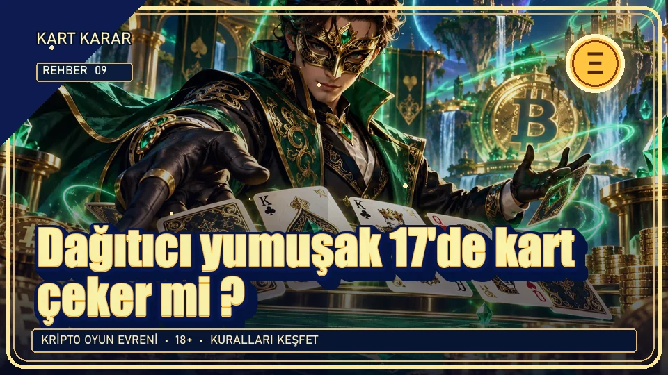 Dağıtıcı yumuşak 17'de kart çeker mi? için kripto temalı oyun kapağı